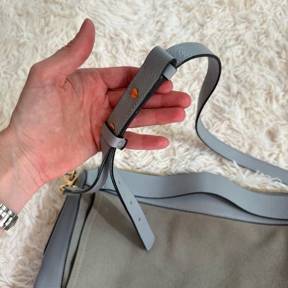 COCCINELLE Leather hobo CAMOSCIO LUNAR suede grey blue crossbody butter soft - Picture 5 of 13